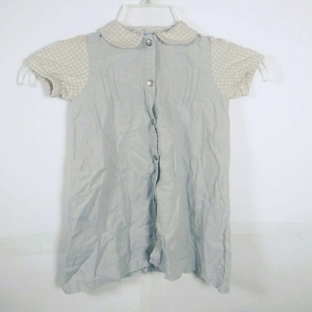 Little Esop Gingham Chambray Button Up Dress SZ 2T